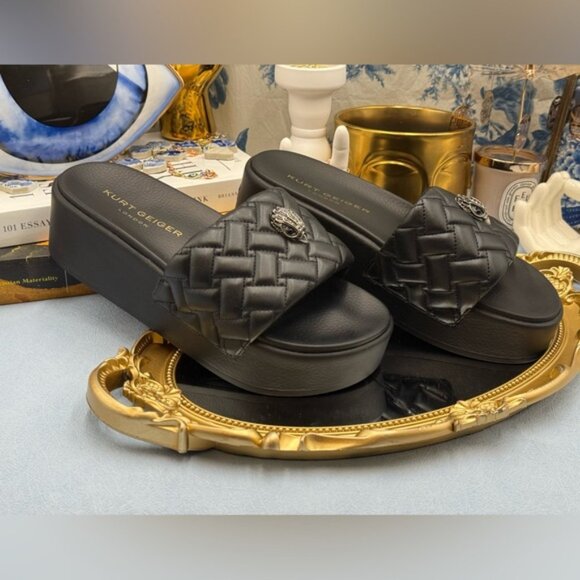 🆕 KURT GEIGER LONDON 🧿 NWOB Meena Eagle Platform Slides Sz EU 37 US 7 - Picture 8 of 16